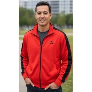 Men's Puma Red Black Full Zip Track Jacket Size 3XL Fall Spring Everyday Comfort